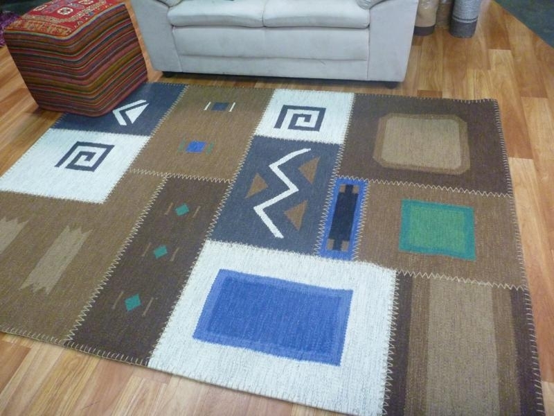 Buy Wool Rugs Patch Work Flatweave Concept Brown 160x230cm Scattermats
