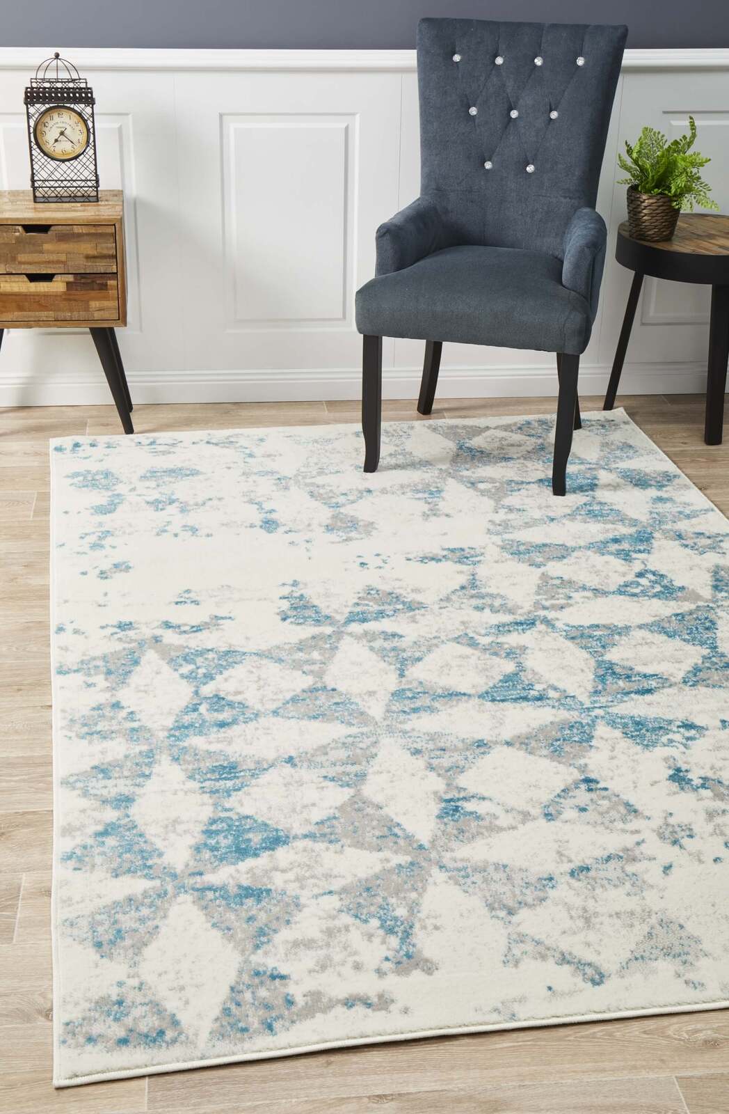 Buy Emberlain Design Washed Out Diamonds Floor Area Rug Blue Grey