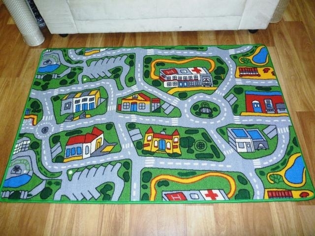 Car Play Mat New Children's Floor Rug Kids SUBURBS Streets Nursery 94cm x 133cm 