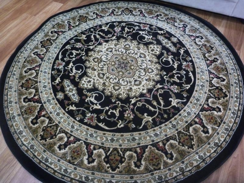 Persian Design Round Black 600 Classical 1 2m Or 6m Area Floor Rugs 600 Classical 1 2m Or 6m Area Floor Rugs, Round Persian Rugs Australia