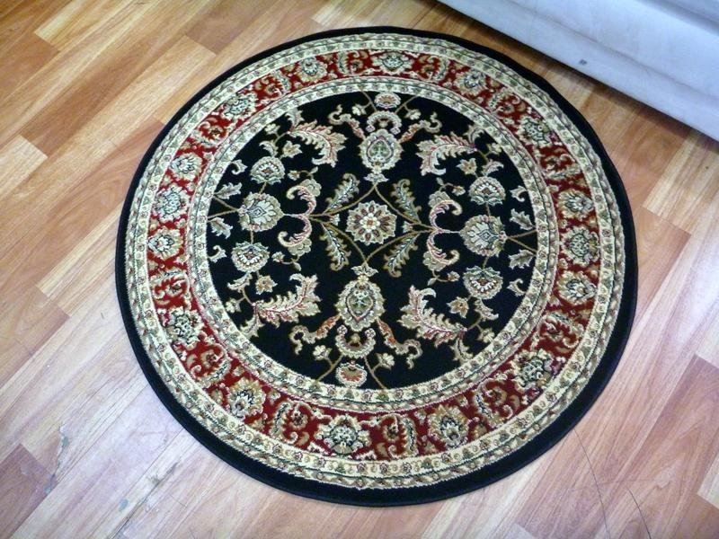 Julian Persian Design Round Black Red 500 Classical 1 2m Or 6m Circle Area Floor Rugs Julian Persian Design Round Black Red, Round Persian Rugs Australia