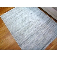Super Soft Stunning Natural Wool & Viscose Rugs 14193 Silver Marble