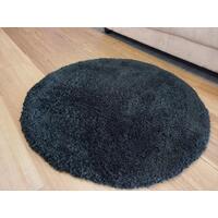 Super Soft Shaggy Floor Area Rugs Snuggly Black 75CM Circle