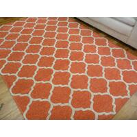 Moroccan Terra Orange Mesh Flatweave Smooth Touch Surface Non-Slip Floor Rug