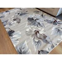 Aurora Taupe Grey Flowers n Leaves Design 14mm Thick Floor Area Rugs