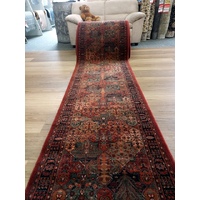Wool Hallway Runner 80cm wide by the meter Machine Woven Earthen Red Rust