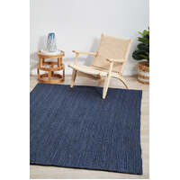 Spirit Hand Braided Jute Navy Rectangle Floor Area Rugs, Oval and Runner - Online