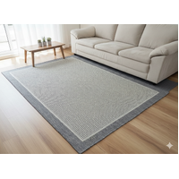 Flatweave Dahab Design Cream Silver Rubber Back Floor Rugs and Door Mats