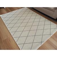 Flatweave Dahab Design Cream Diamonds Rubber Back Floor Rugs and Door Mats