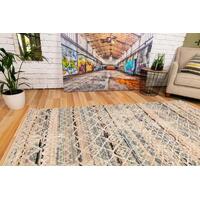 Soft Contemporary Cozy Design Triangles Blue Beige Floor Area Rugs