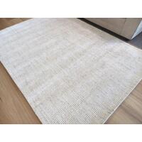 Fine Wool & Viscose Handwoven Extreme Softness Textured Area Rug 15mm Thick Cream