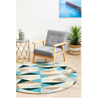 Matrix 901 Turquoise Round Floor Area Rugs - Online