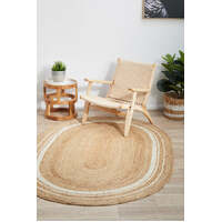 Tewani 8mm Thick Hand-Braided Jute Natural Oval Floor Area Rugs and Oval - Online