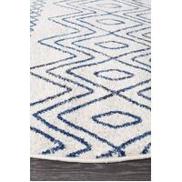 Oasis 453 White Blue Round Floor Area Rugs - Online