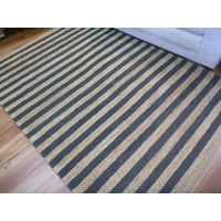 Flat-weave Jute Hemp Rugs Pearl Stripes Nat Black 160x230cm