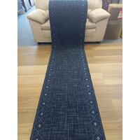 Rubber Back Hall Runner Charcoal Argyle 67cm Wide by the meter