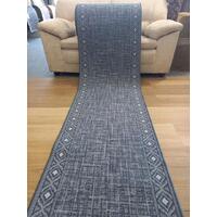 Rubber Back Hall Runner Grey Argyle 67cm Wide by the meter