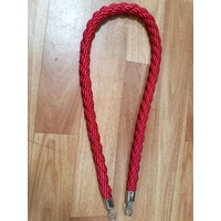 RED Silky Braided Rope 32mm x 1.5m Silver End for Barrier Crowd Bollards