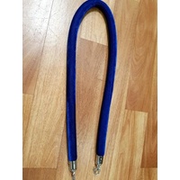 Blue Velvet Rope Silver Hook End 32mm x 1.5M For Bollard Queue Stanchion
