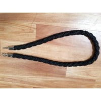 Black Silky Braided Rope 32mm x 1.5m Silver End for Barrier Crowd Bollards
