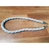 Silver Silky Braided Rope 32mm x 1.5m Silver End for Barrier Crowd Bollards