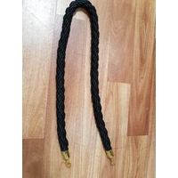 Black Silky Twist Braided Rope 32mm x 1.5m Gold End for Barrier Crowd Control Bollards