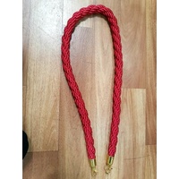Red Silky Twist Braided Rope 32mm x 1.5m Gold End for Barrier Crowd Control Bollards