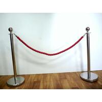 10 Stainless Steel Queue Barrier Bollard Posts & 9 Silky Twist Braided Ropes Package Deal
