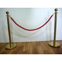10 Gold Stanchion Queue Barrier Bollard Posts & 9 Silky Twist Braided Ropes Package Deal