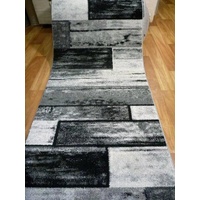 Hallway Runner 80cm wide by the Meter Black Grey White Rectangles Design 12mm Thick Aurora
