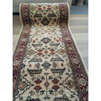 Hall Runner 80cm Wide Heritage Beige Detailed Allover Pattern by the Meter Soft Feel Pile