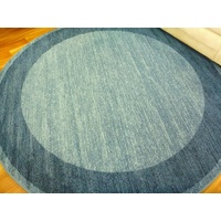 240cm Round Trendy Contemporary Floor Rugs Emphasis Plain Frame Blue InStore