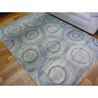 Modern Contemporary Design Floor Rugs Florence Circles in Circles Beige n Light Blue