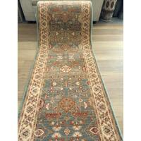 Hall Runner 80cm Wide Heritage Blue Allover Detailed by the Meter Soft Feel Pile