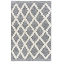 Dual Textured Modern Native Design Black White Diamonds Floor Area Rug - Online