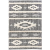 Dual Textured Modern Native Design Black White Aztec Floor Area Rug - Online