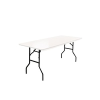 2 Banquet Folding Trestle Tables 76x183cm 11Ply White Wood with PVC Top Coating 18mm Thick