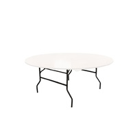 2 White 153cm Round Banquet Folding Trestle Tables 11Ply Wood PVC Top Coating 18mm Thick Online
