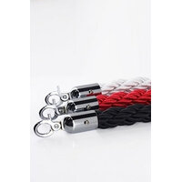 White Silky Braided Rope 32mm x 1.5m Silver End for Barrier Crowd Bollards