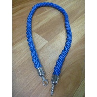 Blue Silky Braided Rope 32mm x 1.5m Silver End for Barrier Crowd Bollards