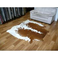 Beautiful Natural Cow Hide Solid White Brown Area Floor Rugs 164x177cm