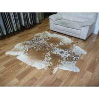Beautiful Natural Cow Hide Speckled White Brown Area Floor Rugs 177x190cm