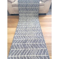 Clearance Hall Runners Rubber Backed Gest Shaded Grey Herringbone 67 or 80cm Wide End of Roll Edged Runner