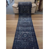 Persian Wash Design Hall Runner Chorus Navy Center 80cm wide by the meter Soft Feel