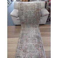 EcoLuxe Recycled Polyester Worn Look Brown Green 80cm Wide Hall Runner by the Meter
