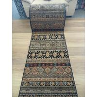 High Quality Persian Hall Runner 80cm Wide by the Meter Kandahar Black Soft Feel Pile
