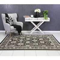 Traditional Thrones Allover Floral Design Charcoal Floor Area Rugs and Runners