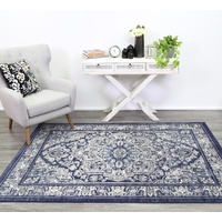Traditional Thrones Detailed Medallion Design Navy Floor Area Rugs and Runners