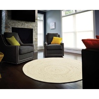 Round Target Jute Natural Floor Area Rug Bleached Eco