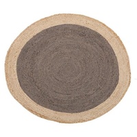 Round Jute Natural Fiber Charcoal Floor Area Rug Kohchi